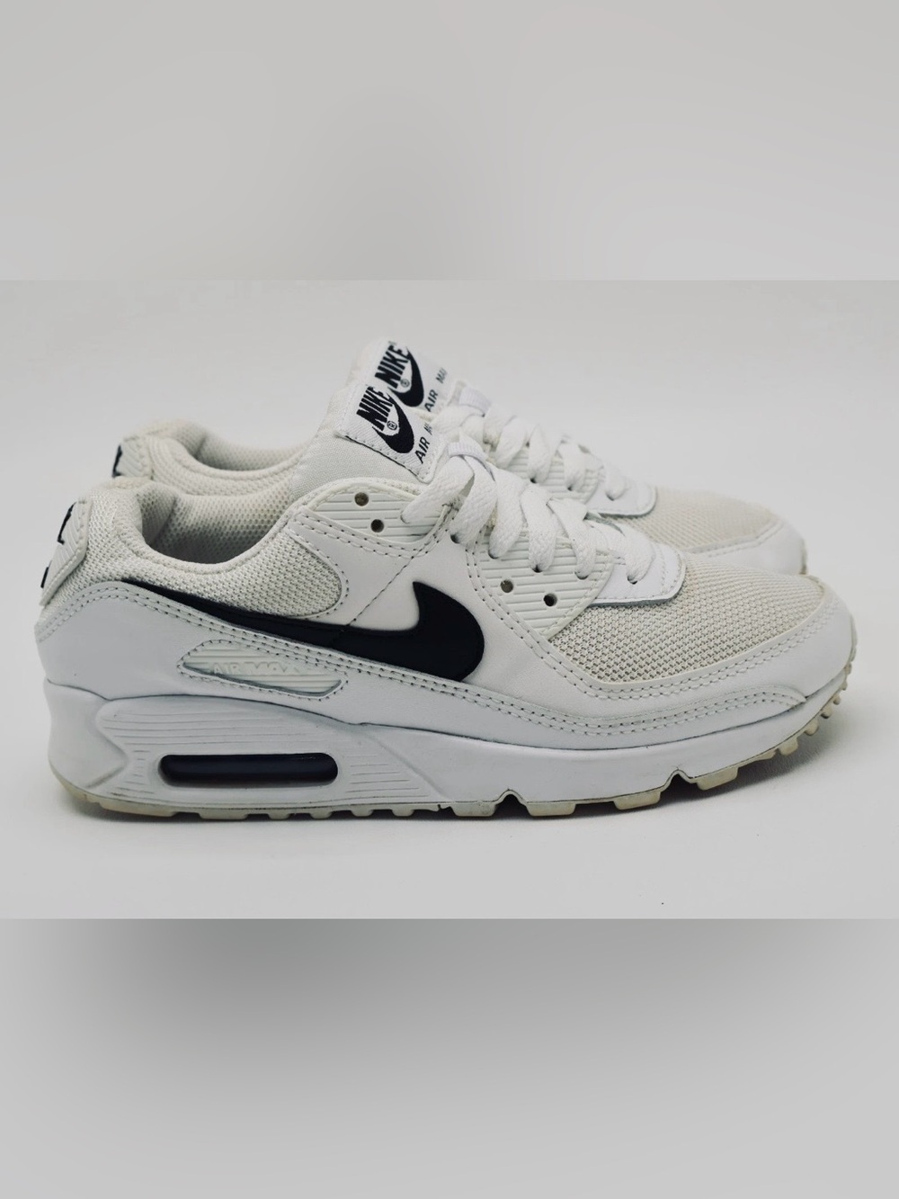 Nike Air Max 90 White Black Sneakers Running CQ2560-101 Shoes-Womens 9 Mens 7.5 - Picture 1 of 5